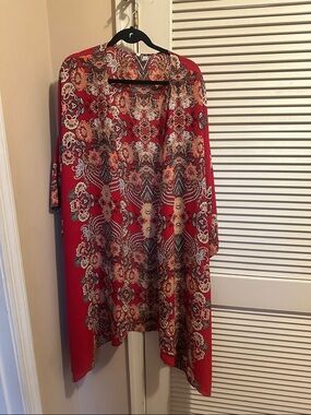 Cato Red Floral Printed Kimono